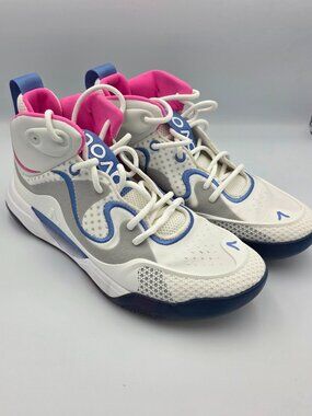 Avoli Womens Size 8 Volleyball Shoe Mid Top White & Blue & Pink